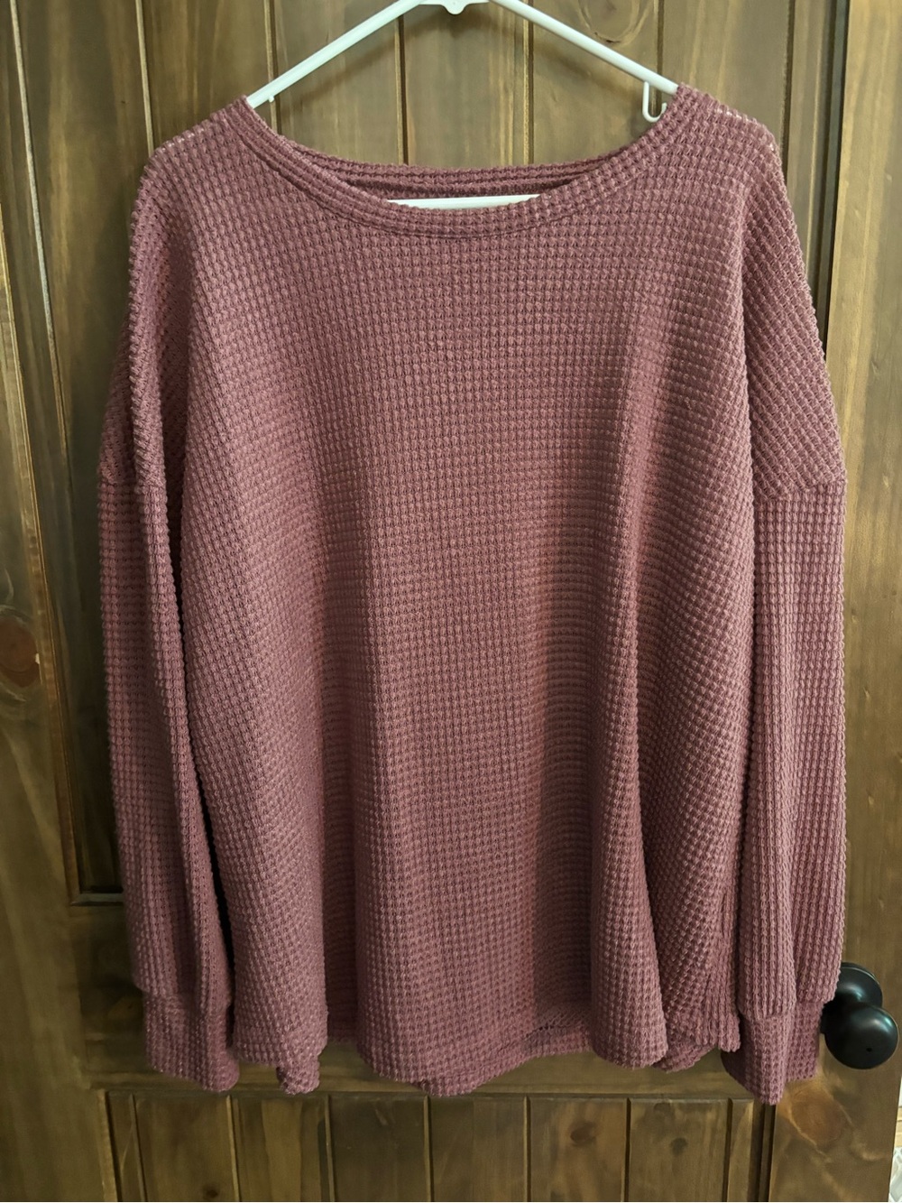 Women's Waffle Knit Long Sleeve Sweater - Dusty Rose 3XL